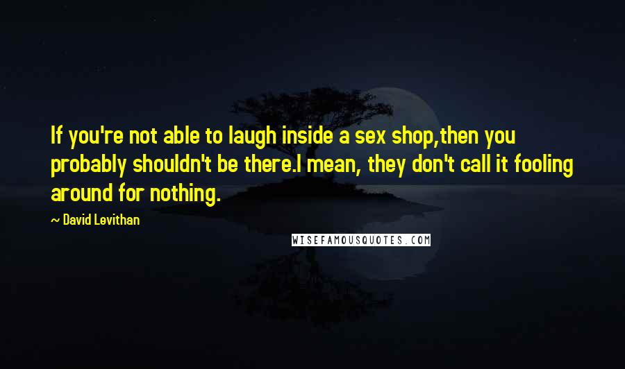 David Levithan Quotes: If you're not able to laugh inside a sex shop,then you probably shouldn't be there.I mean, they don't call it fooling around for nothing.