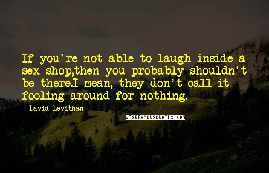 David Levithan Quotes: If you're not able to laugh inside a sex shop,then you probably shouldn't be there.I mean, they don't call it fooling around for nothing.