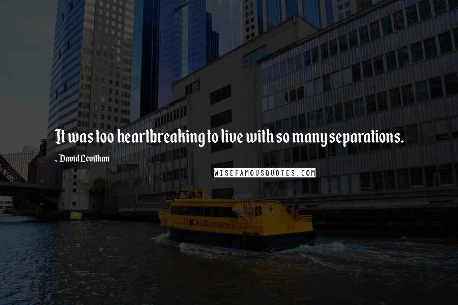 David Levithan Quotes: It was too heartbreaking to live with so many separations.