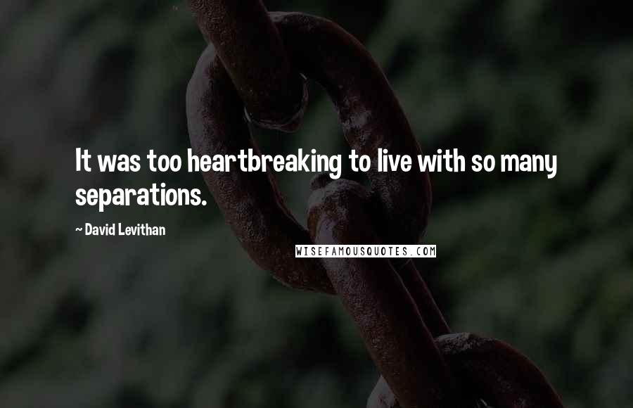 David Levithan Quotes: It was too heartbreaking to live with so many separations.