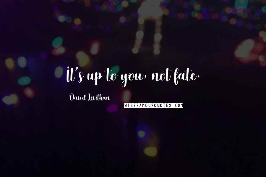 David Levithan Quotes: It's up to you, not fate.