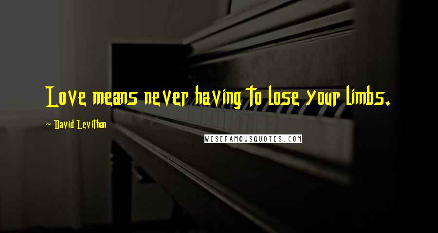 David Levithan Quotes: Love means never having to lose your limbs.