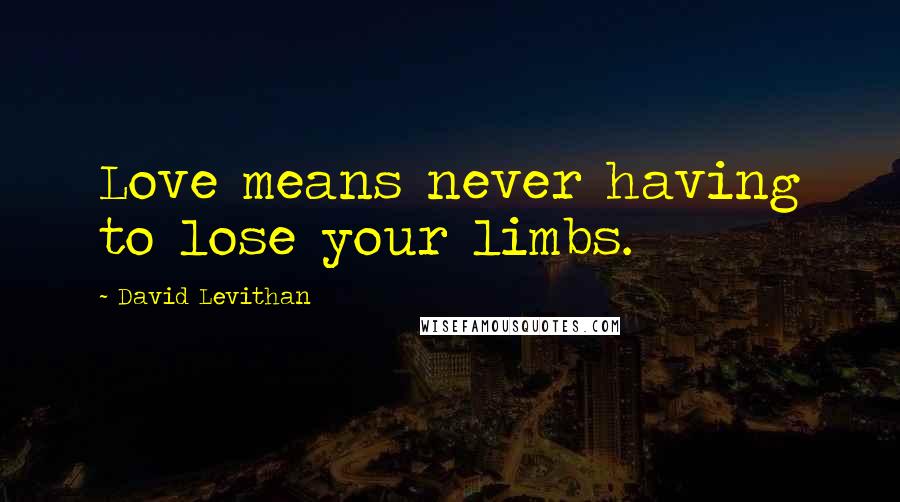 David Levithan Quotes: Love means never having to lose your limbs.