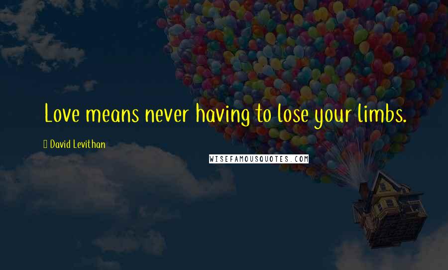 David Levithan Quotes: Love means never having to lose your limbs.