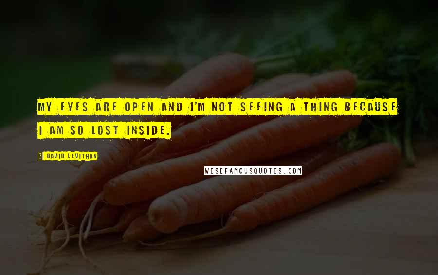 David Levithan Quotes: My eyes are open and I'm not seeing a thing because I am so lost inside.