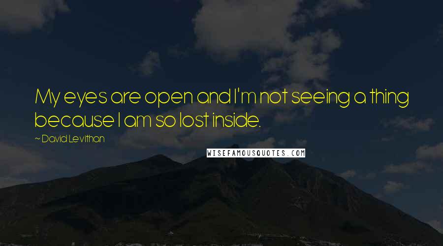 David Levithan Quotes: My eyes are open and I'm not seeing a thing because I am so lost inside.