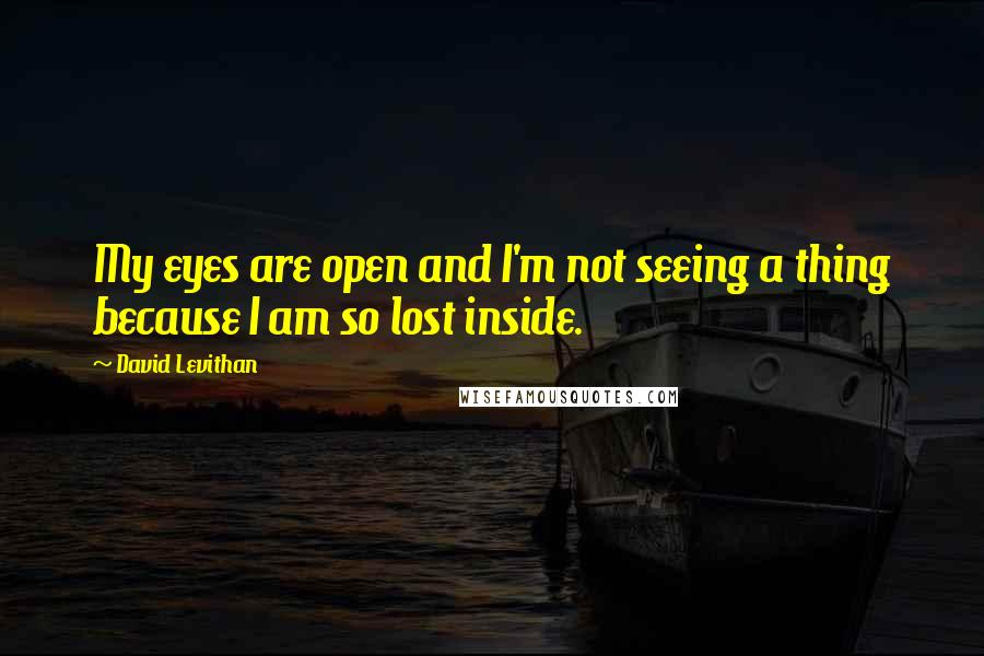 David Levithan Quotes: My eyes are open and I'm not seeing a thing because I am so lost inside.