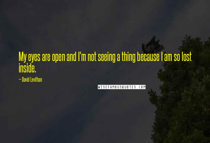 David Levithan Quotes: My eyes are open and I'm not seeing a thing because I am so lost inside.