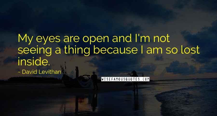 David Levithan Quotes: My eyes are open and I'm not seeing a thing because I am so lost inside.