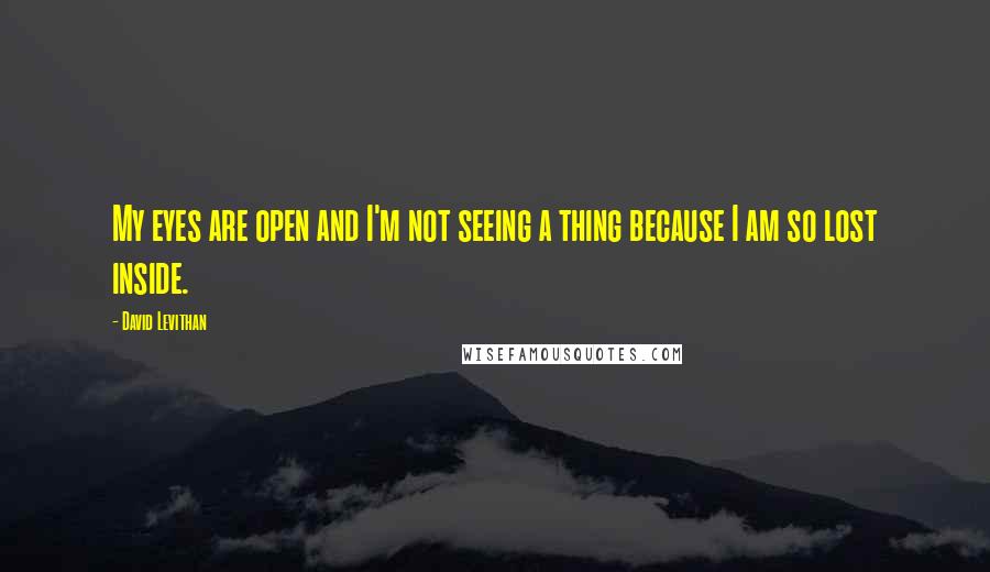 David Levithan Quotes: My eyes are open and I'm not seeing a thing because I am so lost inside.