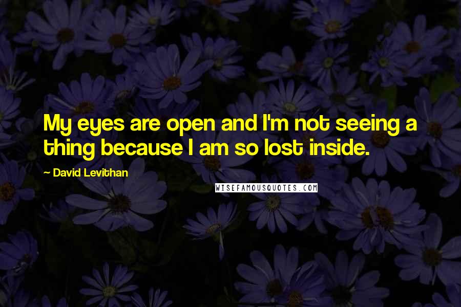 David Levithan Quotes: My eyes are open and I'm not seeing a thing because I am so lost inside.