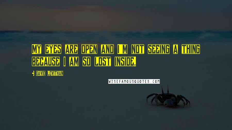 David Levithan Quotes: My eyes are open and I'm not seeing a thing because I am so lost inside.