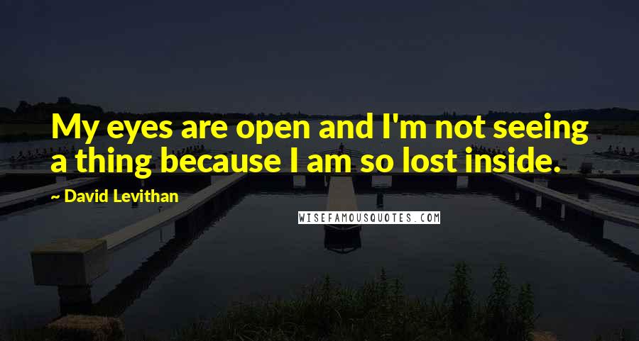 David Levithan Quotes: My eyes are open and I'm not seeing a thing because I am so lost inside.