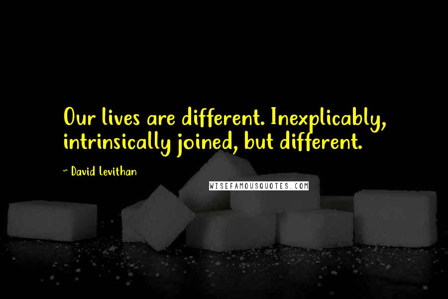 David Levithan Quotes: Our lives are different. Inexplicably, intrinsically joined, but different.