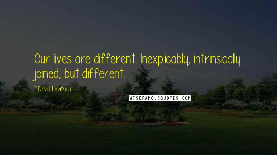 David Levithan Quotes: Our lives are different. Inexplicably, intrinsically joined, but different.