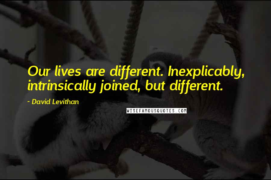 David Levithan Quotes: Our lives are different. Inexplicably, intrinsically joined, but different.