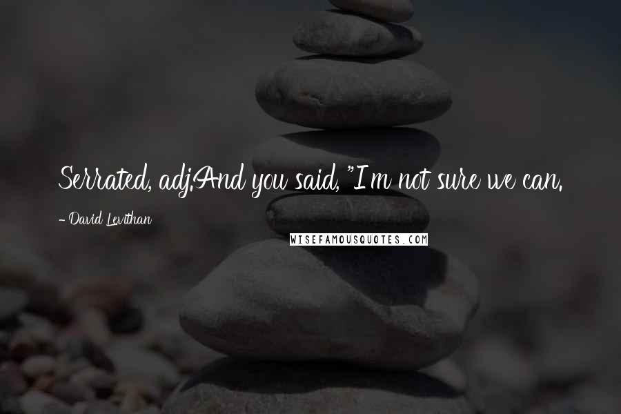 David Levithan Quotes: Serrated, adj.And you said, "I'm not sure we can.