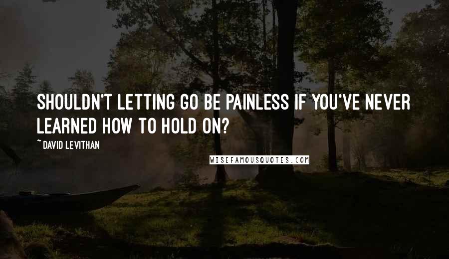 David Levithan Quotes: Shouldn't letting go be painless if you've never learned how to hold on?