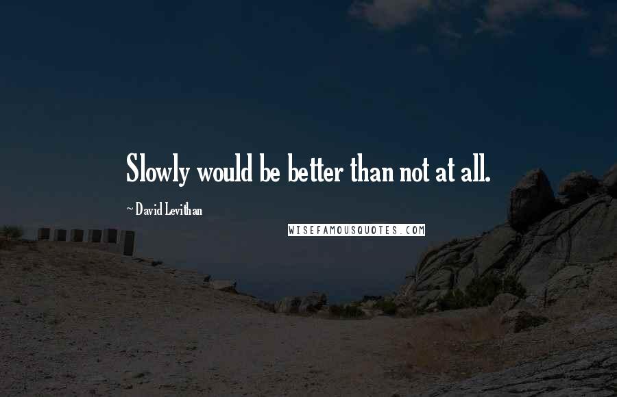 David Levithan Quotes: Slowly would be better than not at all.