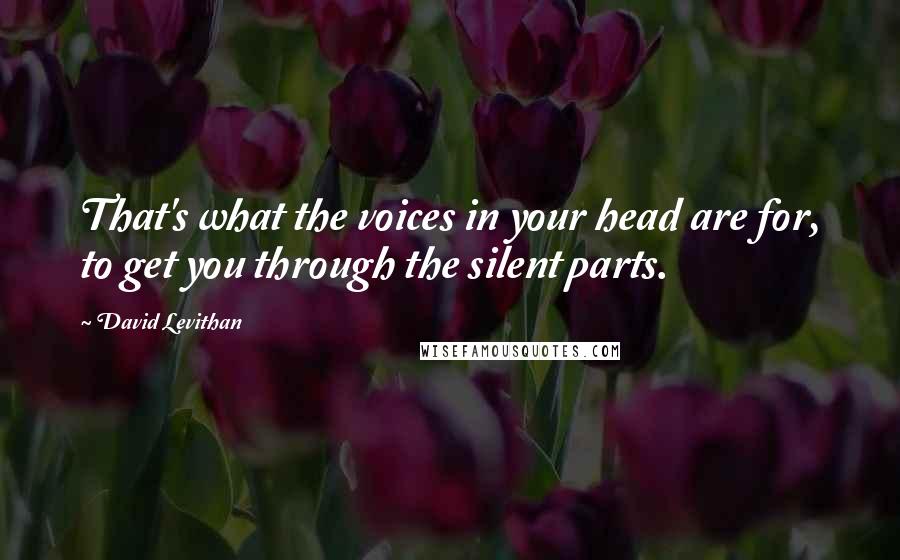 David Levithan Quotes: That's what the voices in your head are for, to get you through the silent parts.