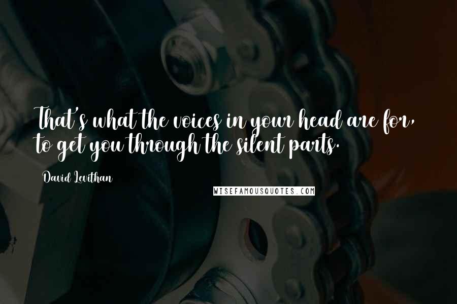David Levithan Quotes: That's what the voices in your head are for, to get you through the silent parts.
