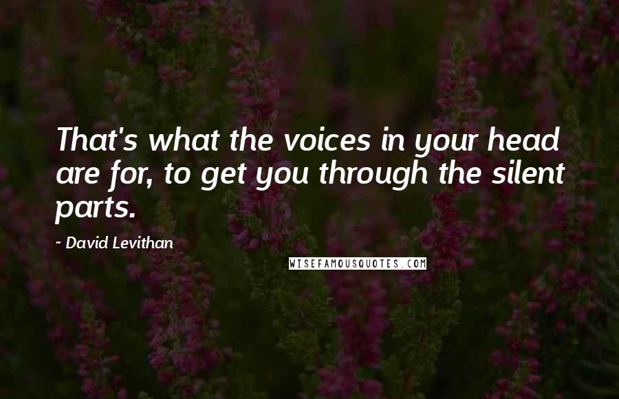 David Levithan Quotes: That's what the voices in your head are for, to get you through the silent parts.