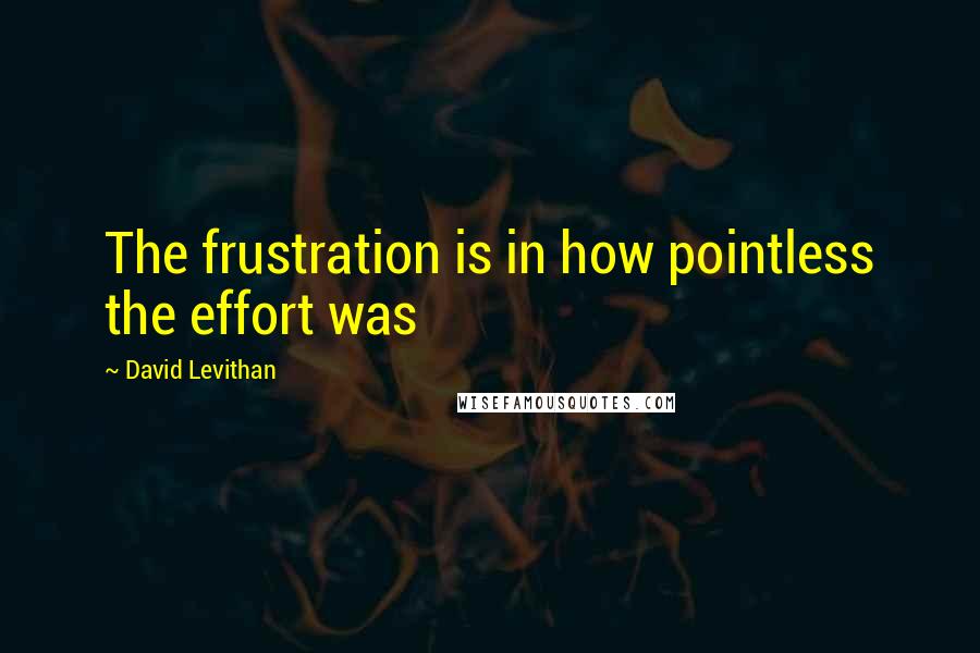 David Levithan Quotes: The frustration is in how pointless the effort was