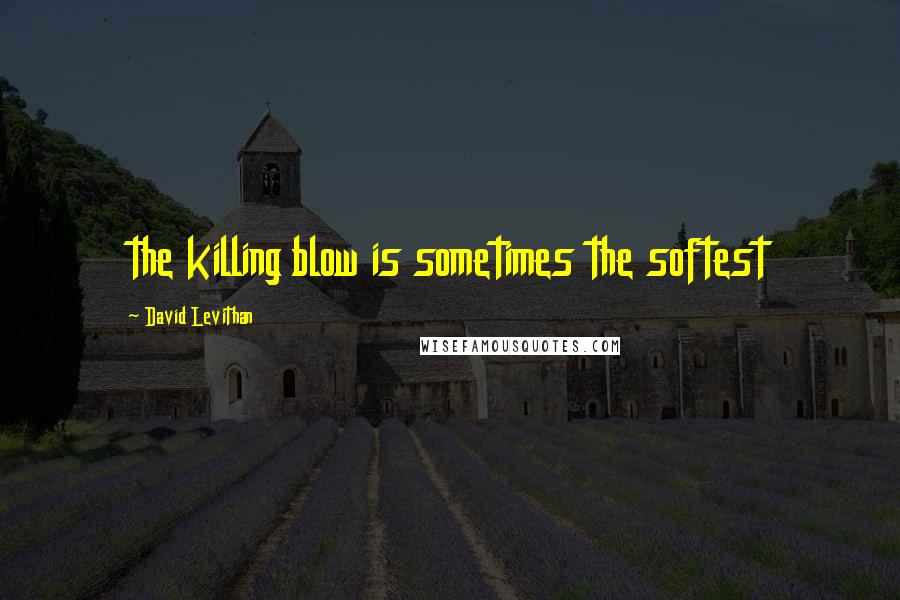 David Levithan Quotes: the killing blow is sometimes the softest