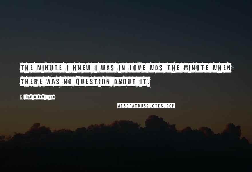 David Levithan Quotes: The minute I knew I was in love was the minute when there was no question about it.