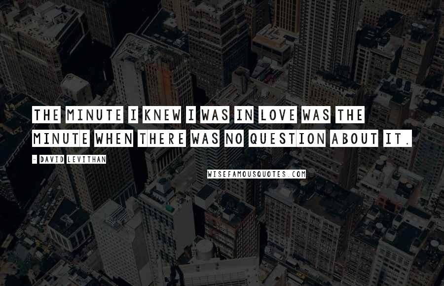 David Levithan Quotes: The minute I knew I was in love was the minute when there was no question about it.