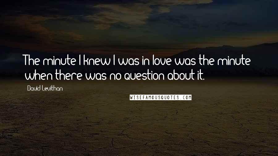 David Levithan Quotes: The minute I knew I was in love was the minute when there was no question about it.