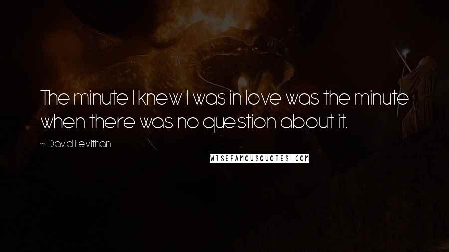 David Levithan Quotes: The minute I knew I was in love was the minute when there was no question about it.