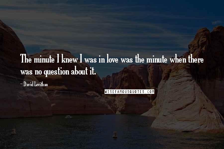 David Levithan Quotes: The minute I knew I was in love was the minute when there was no question about it.