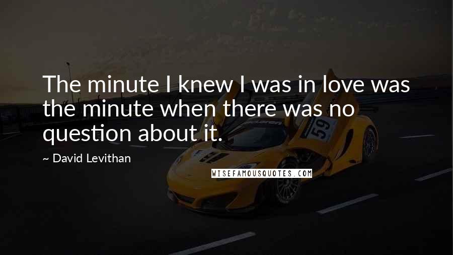 David Levithan Quotes: The minute I knew I was in love was the minute when there was no question about it.