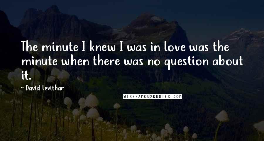 David Levithan Quotes: The minute I knew I was in love was the minute when there was no question about it.