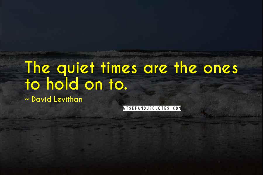 David Levithan Quotes: The quiet times are the ones to hold on to.