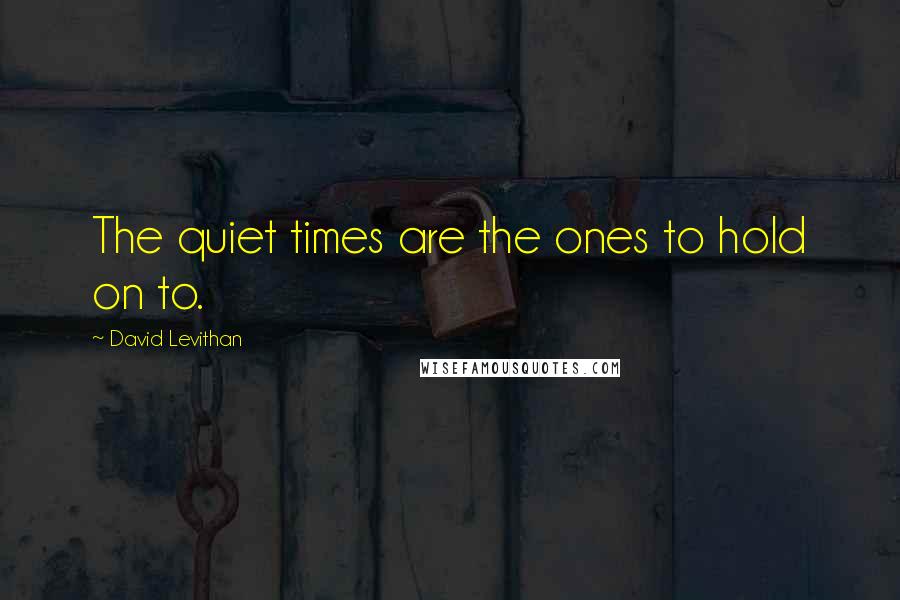 David Levithan Quotes: The quiet times are the ones to hold on to.