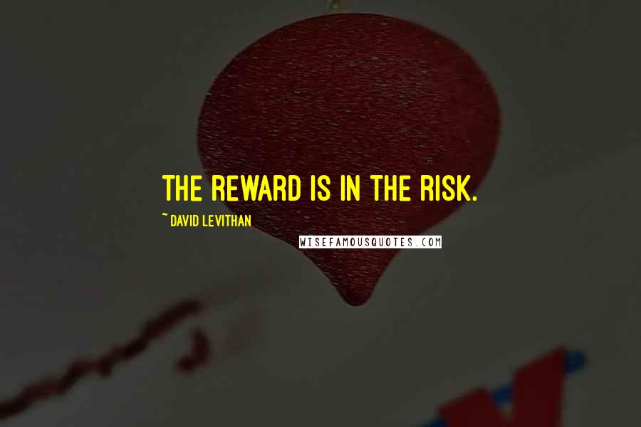 David Levithan Quotes: The reward is in the risk.
