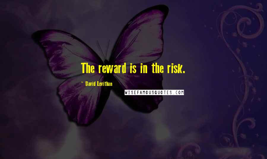 David Levithan Quotes: The reward is in the risk.