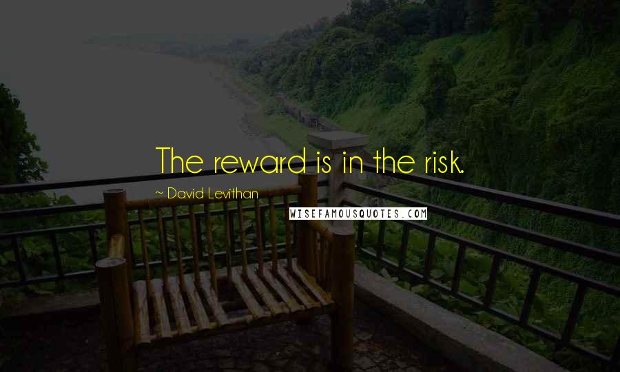 David Levithan Quotes: The reward is in the risk.