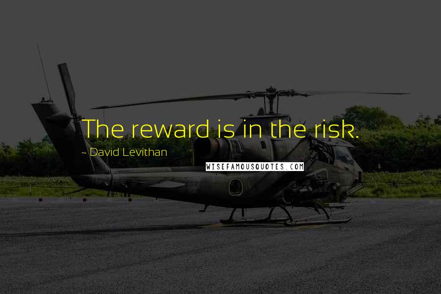 David Levithan Quotes: The reward is in the risk.