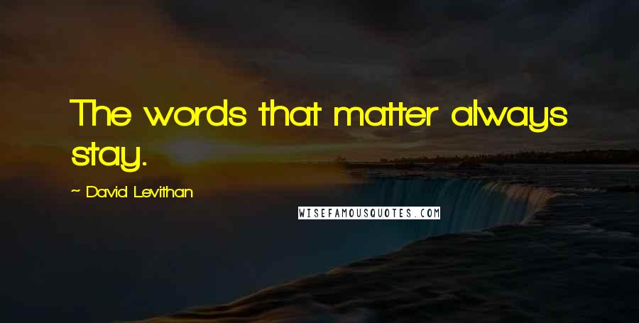 David Levithan Quotes: The words that matter always stay.