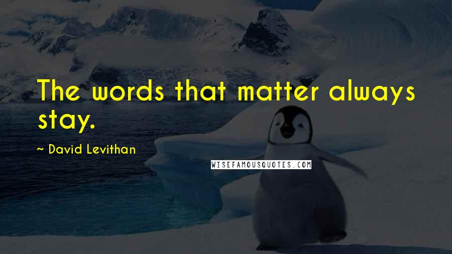 David Levithan Quotes: The words that matter always stay.