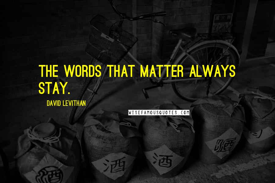 David Levithan Quotes: The words that matter always stay.