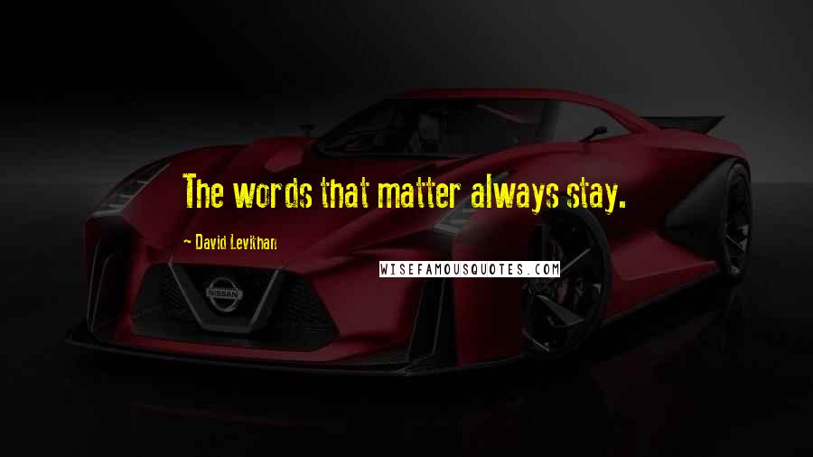 David Levithan Quotes: The words that matter always stay.
