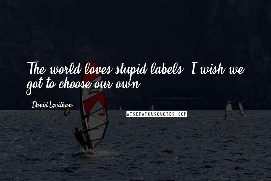 David Levithan Quotes: The world loves stupid labels. I wish we got to choose our own.