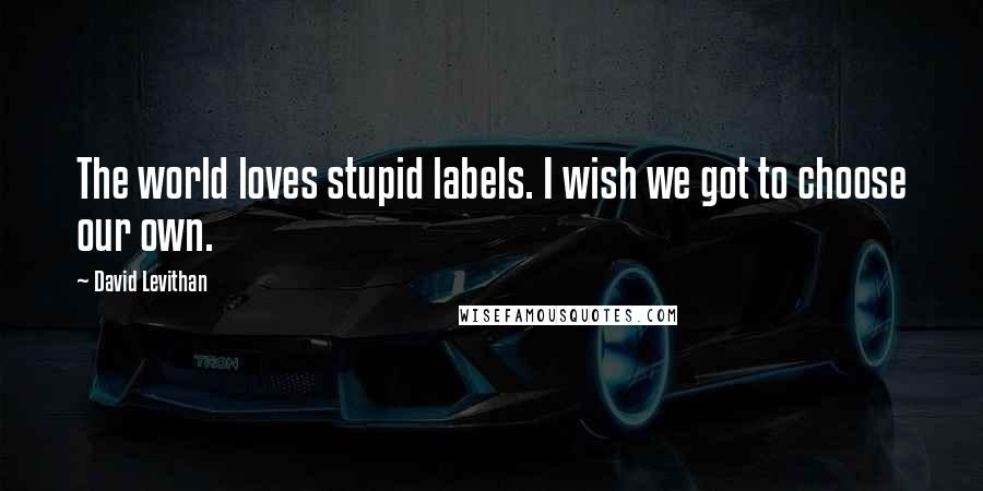 David Levithan Quotes: The world loves stupid labels. I wish we got to choose our own.