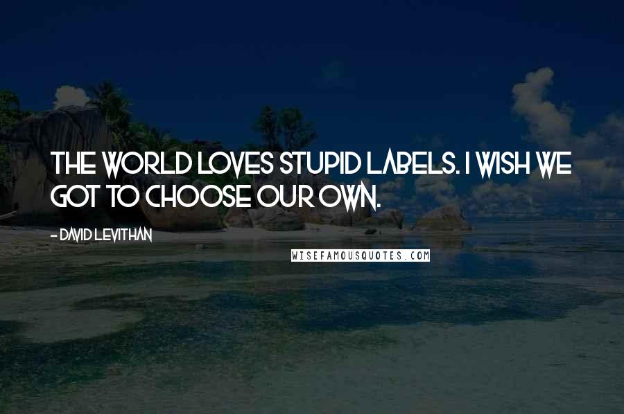 David Levithan Quotes: The world loves stupid labels. I wish we got to choose our own.