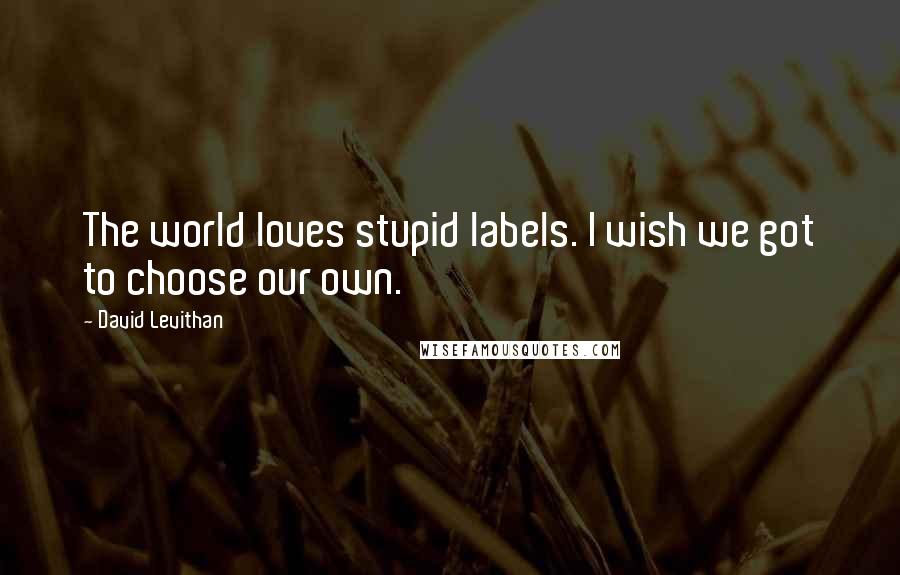 David Levithan Quotes: The world loves stupid labels. I wish we got to choose our own.