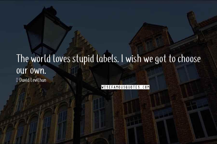 David Levithan Quotes: The world loves stupid labels. I wish we got to choose our own.